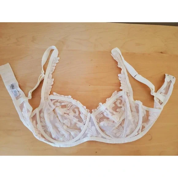 La Perla Ivory Lace Wire Free Balconette Bra Adjustable Strap Italy 34D - Picture 5 of 10
